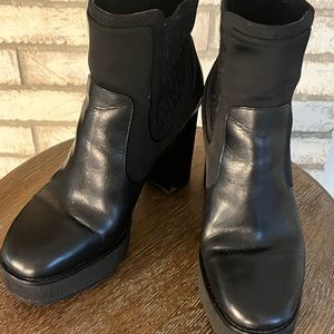 Michael Kors black leather platform booties